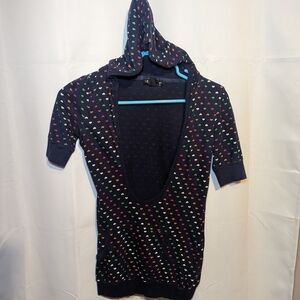 Self Esteem Navy V-Neck Sweater with Colorful Dots